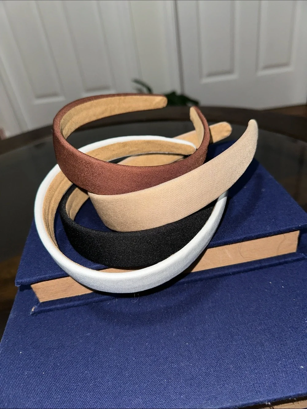 Classic Wide Fabric Headband Set - White, Black, Tan, Brown